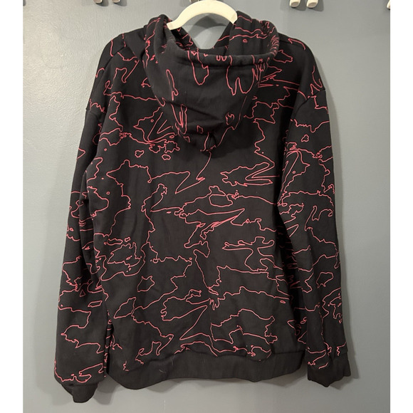 100 Thieves Geography Hoodie Black Red Sweatshirt Gaming Streetwear Size XL EUC - Picture 2 of 8